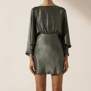 Shona Joy La Lune Open Back Mini Dress in Olive NWT